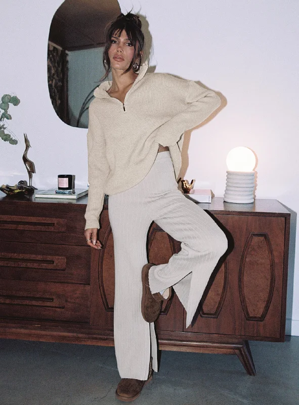 Catch Every Fashion Trend Allen Ribbed Pants Cream