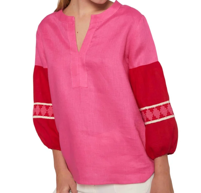 Contemporary Women's Clothing Kaya Shirt In Pink Linen