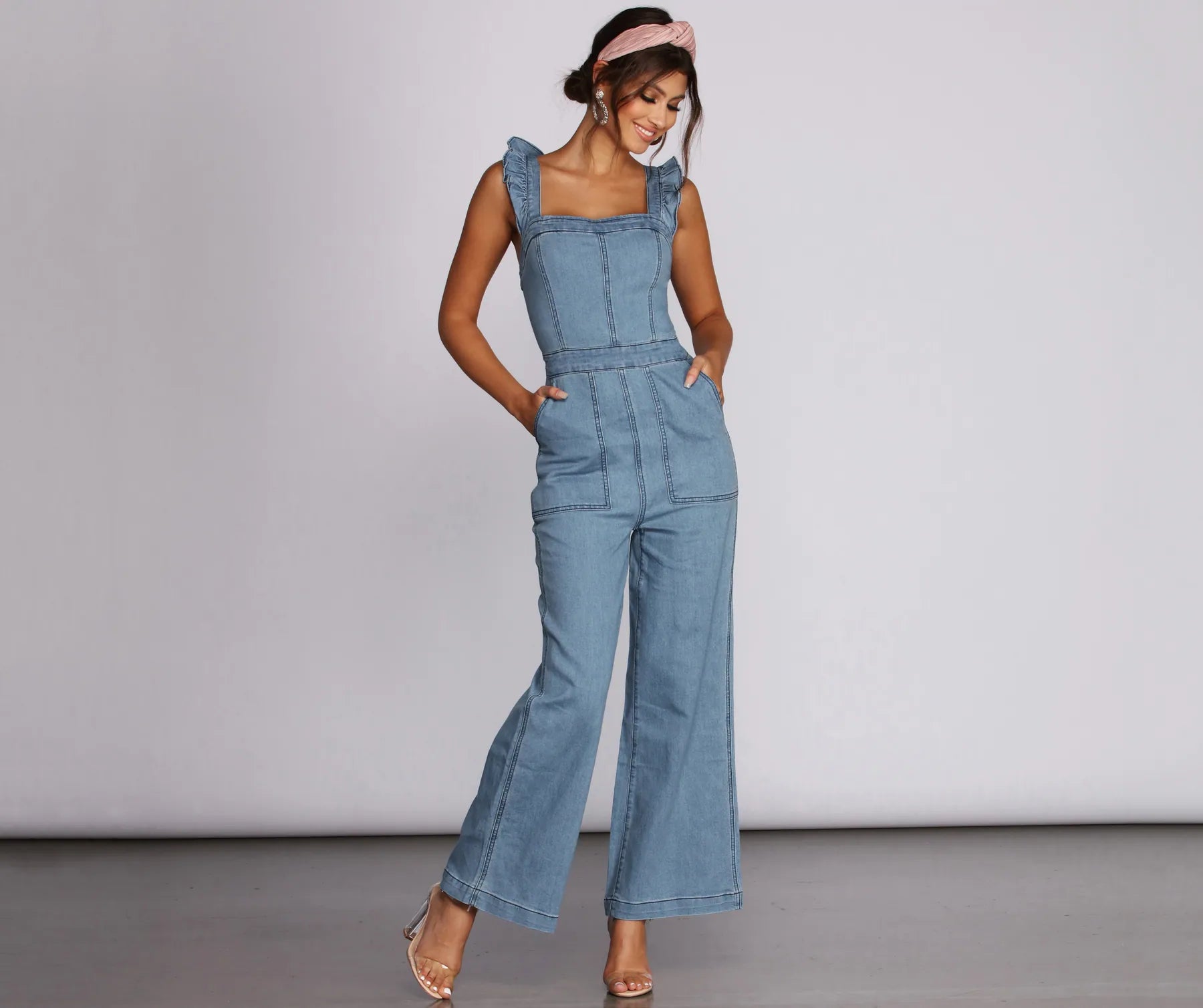 Stylish Savings Go Wide Denim Jumpsuit