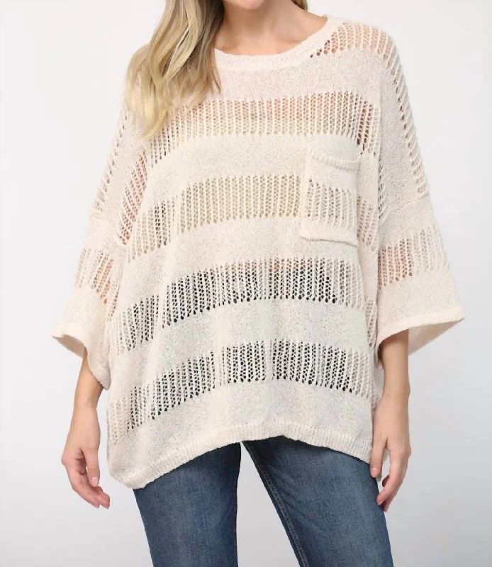 Versatile Wardrobe Essentials Crotchet Stripe Top In Cream