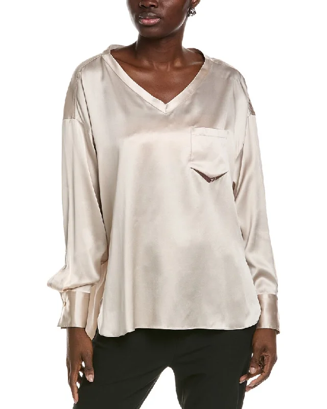 Best Online Boutiques For Women Brunello Cucinelli Silk-Blend Shirt