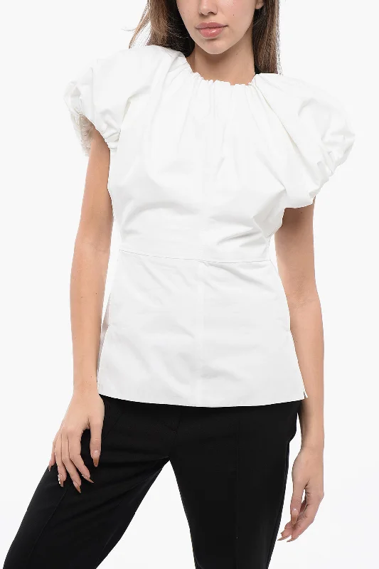 End Of Season Sale Clothing Jil Sander Flared Top With Puffed Sleeves