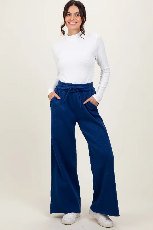 Big Discounts Light Navy Exposed Seam Wide Leg Sweatpants