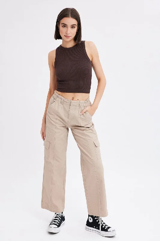 Chic Outfits Beige Cargo Pants Mid Rise