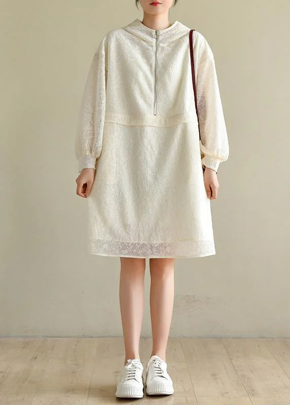 Women's Holiday Clothing Elegant Beige zippered Chiffon Summer Work Dress