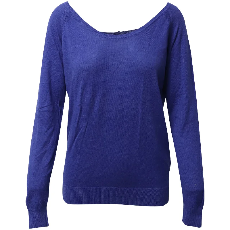Tailored Clothing For Women Sandro Paris Open Back Sweater with Bows in Blue Cotton Tailored Clothing For Women Sandro Paris Open Back Sweater with Bows in Blue Cotton