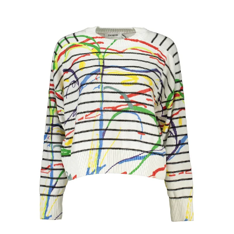 Women's Cozy Clothes Desigual Chic Contrast Detail Crew Neck Women's Sweater