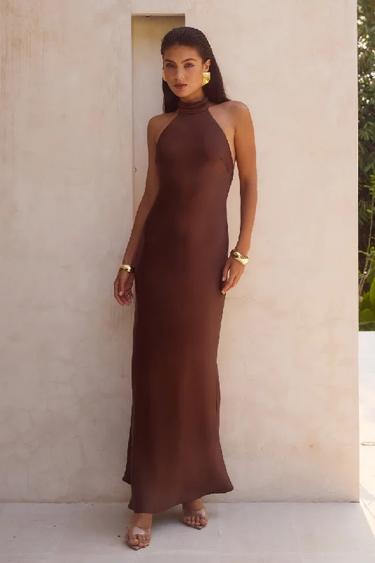 Chic Style BRIGITTE MAXI DRESS - CHOCOLATE