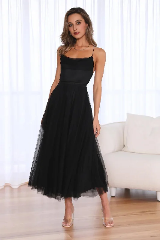 Women's Evening Clothing Signal My Way Tulle Midi Dress Black