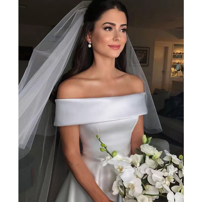 Women's Elegant Clothing Sets Vestido De Novia Wedding Dresses Satin Off The Shoulder Longue Robe De Soiree Simple Bride To Be платье Vestidos De Fiesta Women's Elegant Clothing Sets Vestido De Novia Wedding Dresses Satin Off The Shoulder Longue Robe De Soiree Simple Bride To Be платье Vestidos De Fiesta