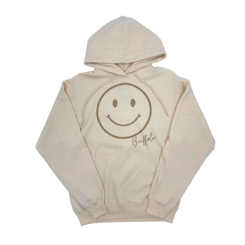 Women's Clothing For Outdoor Events Buffalo Smiley Face Cream Hoodie