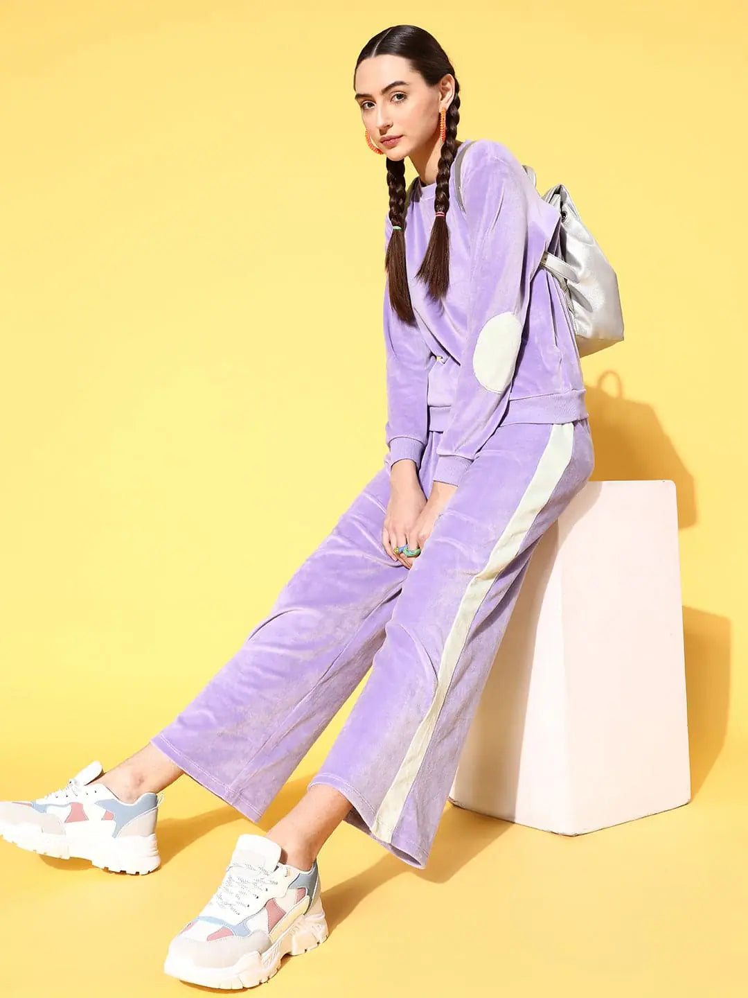 Wardrobe Upgrade Women Solid Lavender Jumpsuits & Sets