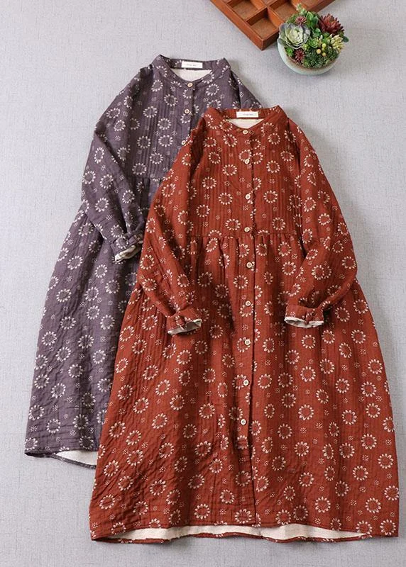 Women's Casual Clothing For Lounging Organic Red Patchwork Pockets Button Fall Print Long sleeve Dress Women's Casual Clothing For Lounging Organic Red Patchwork Pockets Button Fall Print Long sleeve Dress