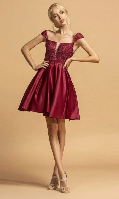 Trend Leading Collection Aspeed Design - S2262 Modified Square A-Line Cocktail Dress