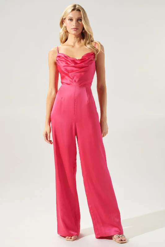 Women's Occasion Wear Clothing Chateau Satin Cowl Neck Jumpsuit
