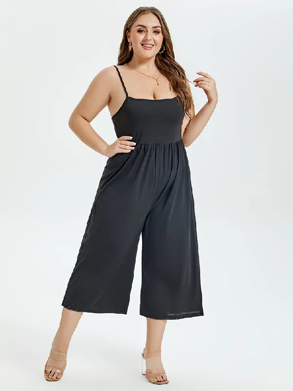 Urban Femme Streetwear Solid Wide Leg Cami Jumpsuit