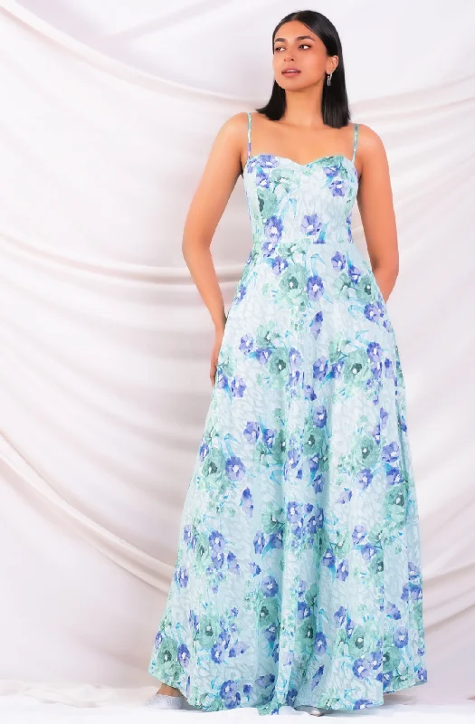 Women's Vintage Clothes Printed Fit & Flared Maxi Dress