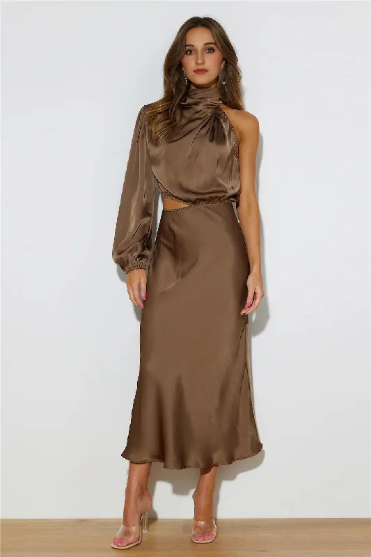 Comfortable Women's Clothes Won Over Midi Dress Brown