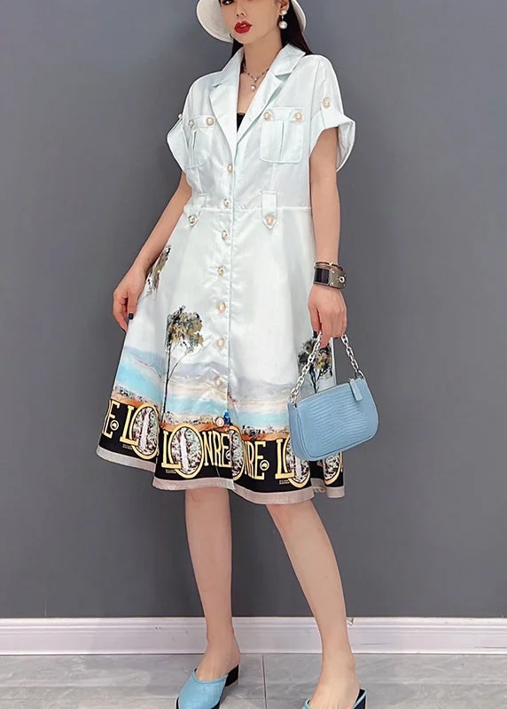 Women's Seasonal Wardrobe Clothing Beautiful White Button Peter Pan Collar Pockets Print Silk Shirt Dress Short Sleeve Women's Seasonal Wardrobe Clothing Beautiful White Button Peter Pan Collar Pockets Print Silk Shirt Dress Short Sleeve