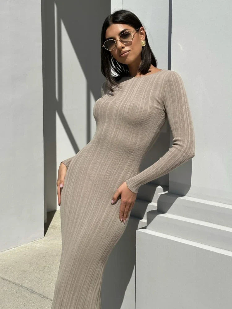 Women's Clothing With Trendy Designs Autumn Long Sleeve Knitted Elegant Geometric Printed Bodycon Maxi Dress Women's Clothing With Trendy Designs Autumn Long Sleeve Knitted Elegant Geometric Printed Bodycon Maxi Dress