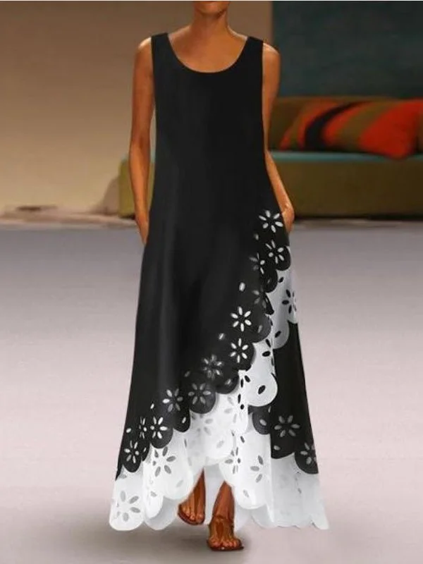 Women's Holiday Clothes Sleeveless Burnt Hole Irregular Dress