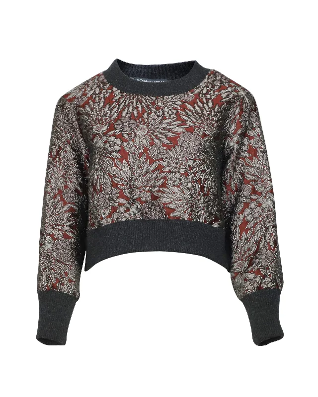 Charming Women's Clothes For Special Events Dolce & Gabbana Bordeaux Brocade Sweatshirt in Burgundy Polyester Charming Women's Clothes For Special Events Dolce & Gabbana Bordeaux Brocade Sweatshirt in Burgundy Polyester