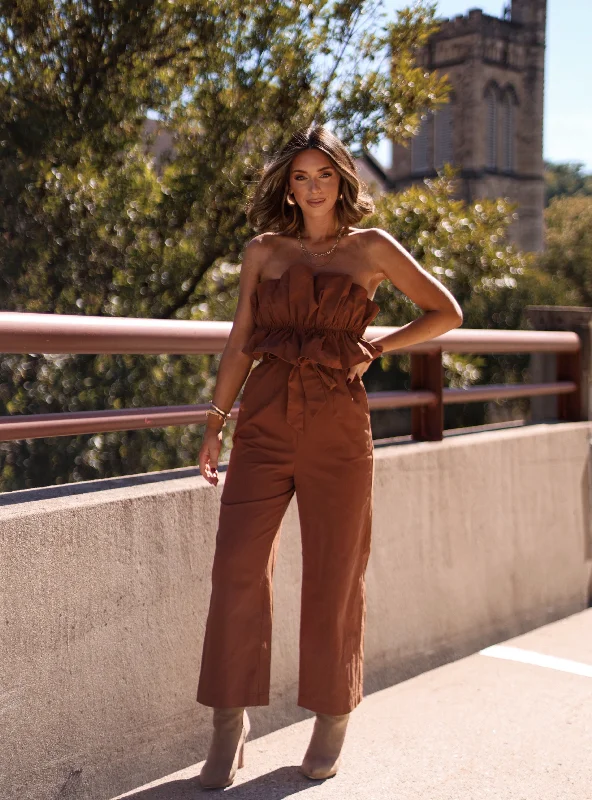 Stylish Outerwear Clothes For Women Chestnut Kissed Jumpsuit