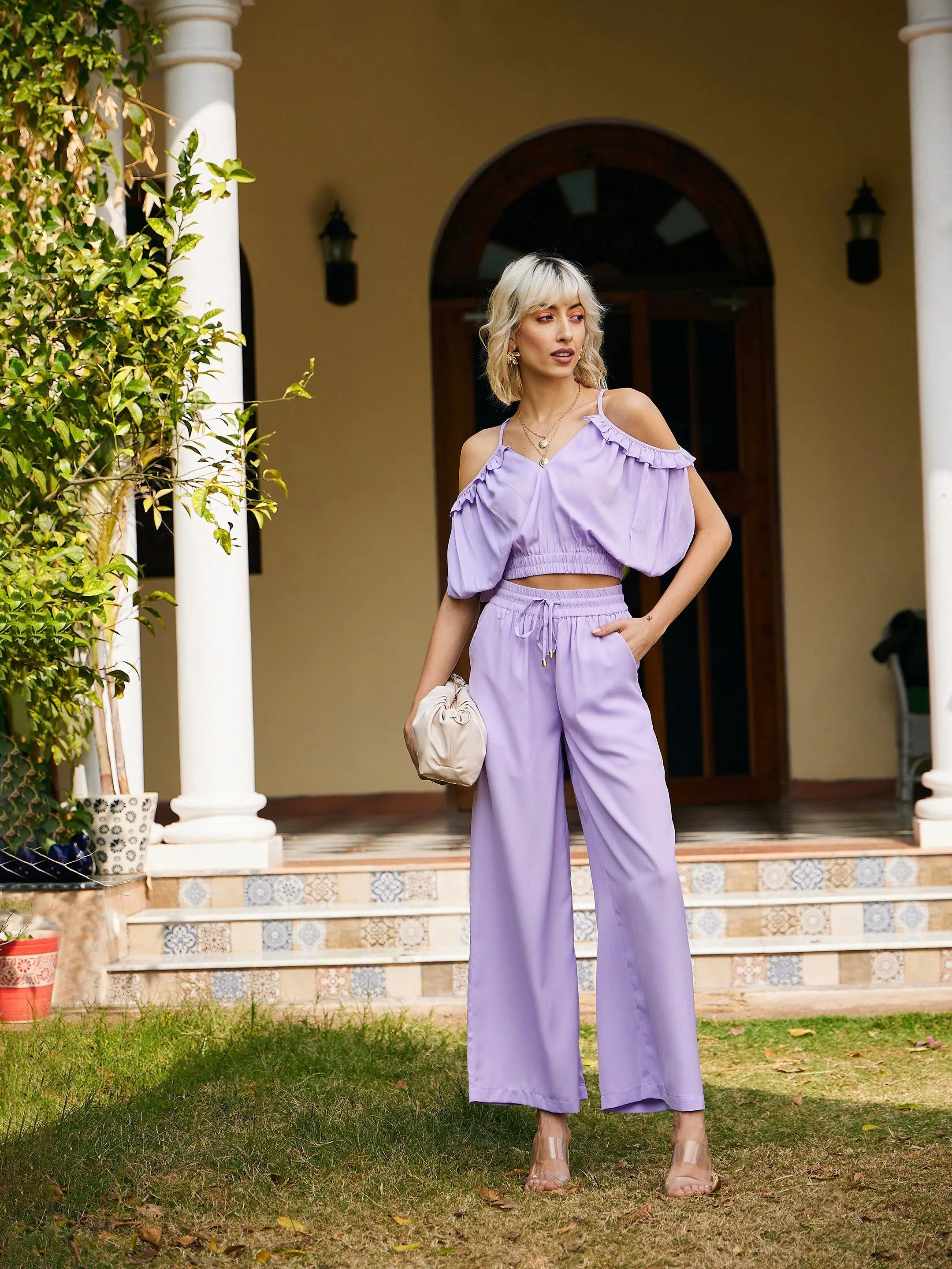 Exclusive Discount Women Solid Standard Lavender Jumpsuits & Sets