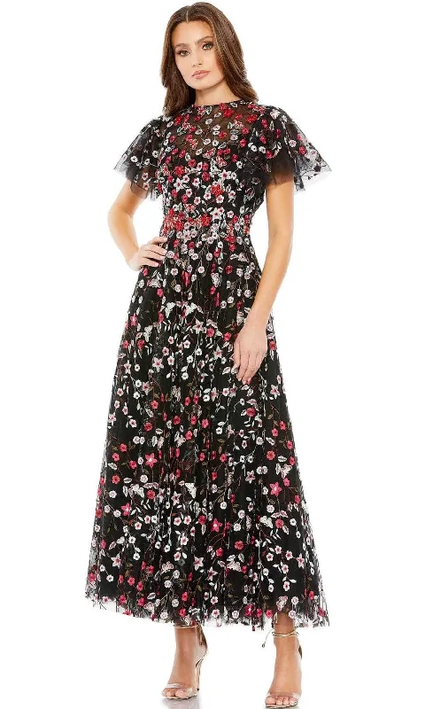 Exclusive Discount Mac Duggal 20323 - Floral Embroidered Tulle Midi Dress