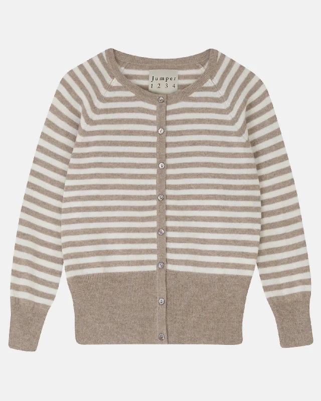 Affordable Fashion Clothing For Women Women's Stripe Shrunken Cardigan In Light Brown