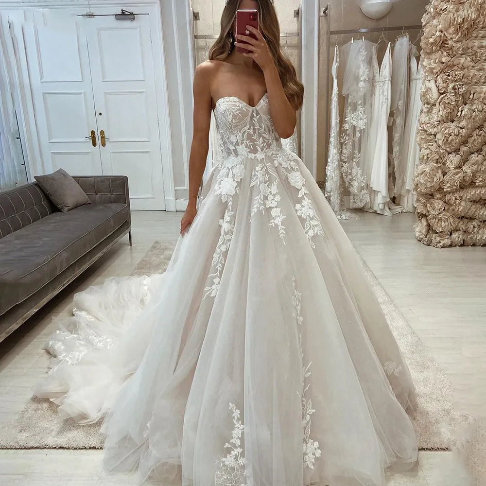 Casual Clothes For Women Sweetheart Lace Wedding Dresses Princess Sleeveless Appliques Elegant Long Brdie Dress 2022 Boho Prom Bridal Gowns Casual Clothes For Women Sweetheart Lace Wedding Dresses Princess Sleeveless Appliques Elegant Long Brdie Dress 2022 Boho Prom Bridal Gowns
