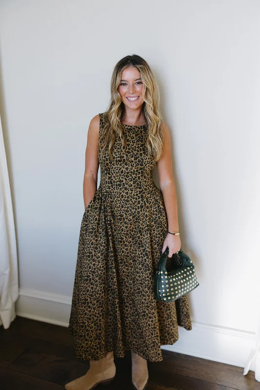 Women's High-End Clothing Brett Midi Dress - Leopard
