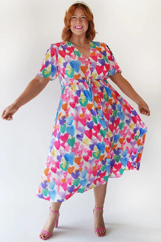 Women's Clothing For Casual Outings Marley Painterly Rainbow Hearts Dress