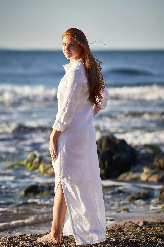 Classic Women's Clothing Styles Linen Shirt Dress