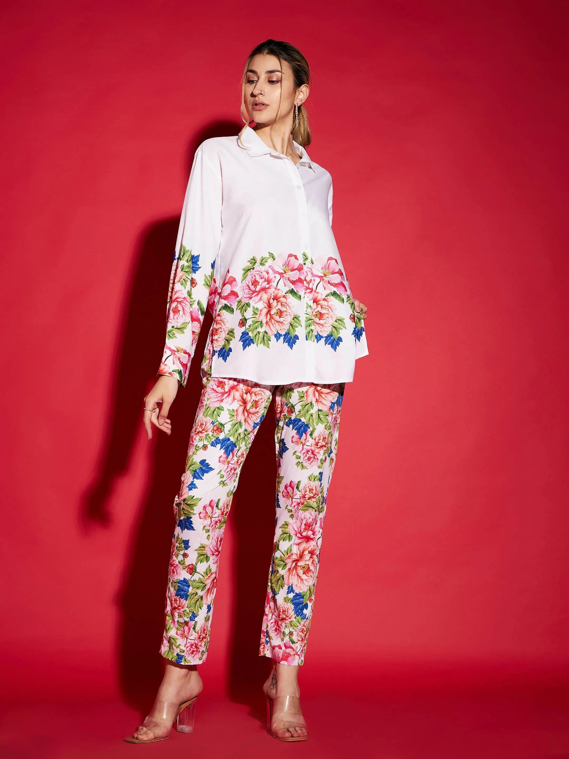 Women's Clothing Sets Women Printed Standard White Jumpsuits & Sets