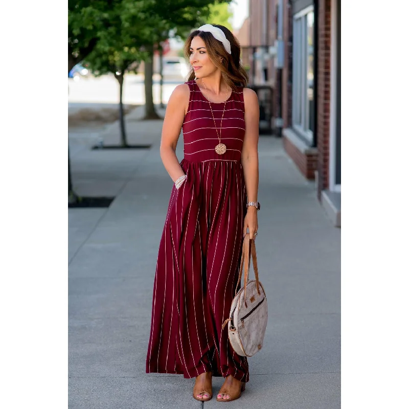 Online Boutiques Striped Sleeveless Maxi