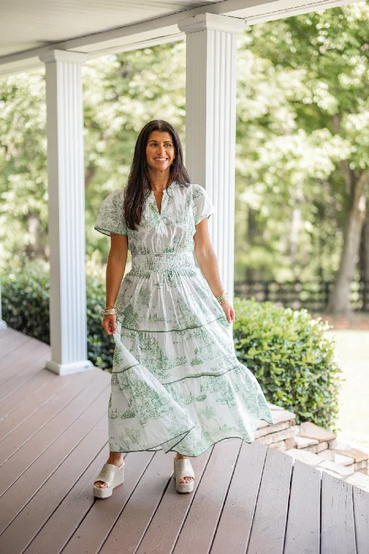 Absurdly Cheap Sale Green Willow Print Maxi Dress