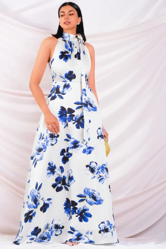 Women's Clothing For Holiday Travel Printed High Neck Maxi Dress