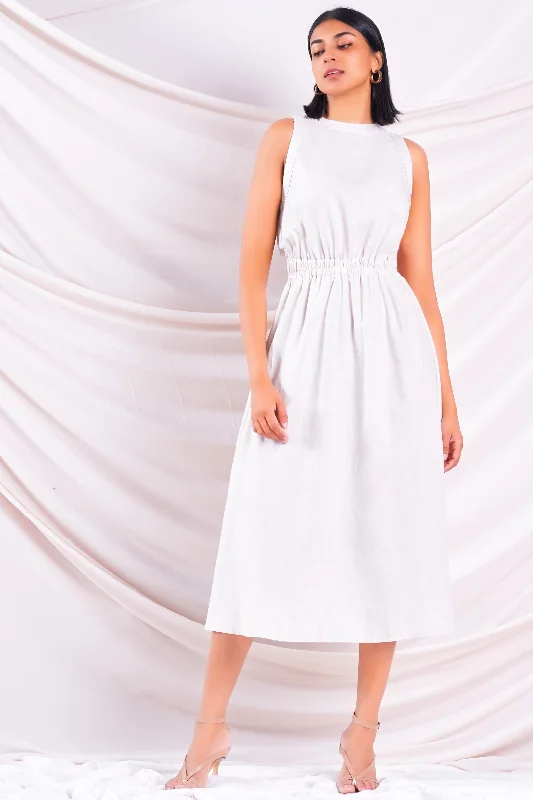 Women's Evening Clothes Aline Linen Midi Dress