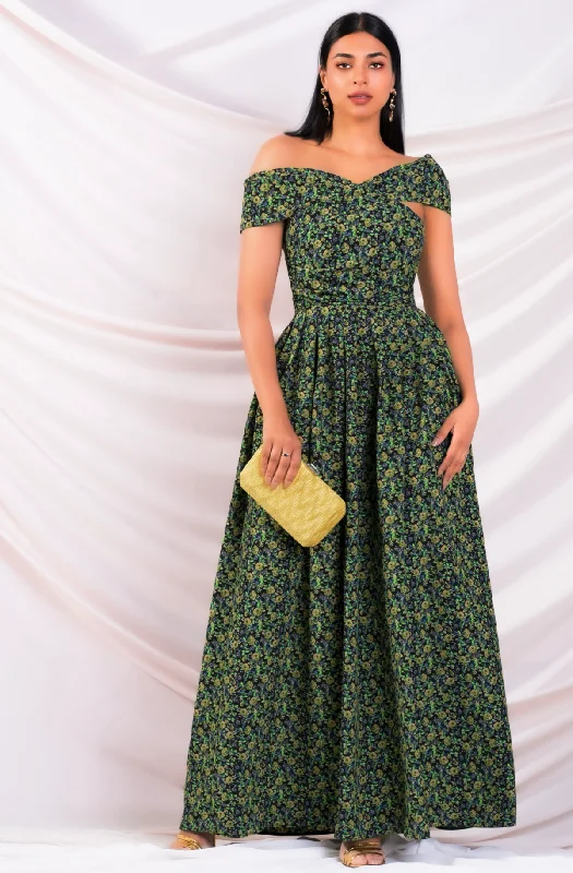 Women's Vacation Clothes Green One Shoulder Maxi Dress