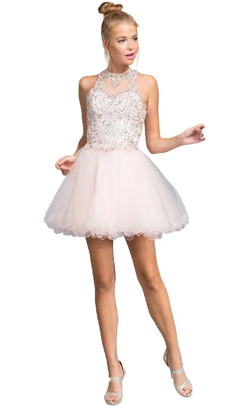 Trendy Boutiques Online Aspeed Design - Glittering Illusion Halter Homecoming Dress