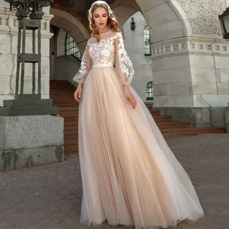 Stylish Women's Clothing Lace Appliques A-Line Wedding Dresses Beach Lantern Sleeves Tulle Boho Wedding Gowns Elegant Princess Wedding Party Dress Stylish Women's Clothing Lace Appliques A-Line Wedding Dresses Beach Lantern Sleeves Tulle Boho Wedding Gowns Elegant Princess Wedding Party Dress