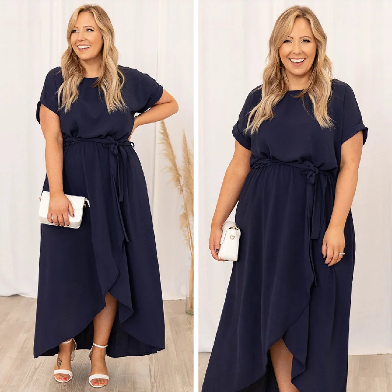 Timeless Elegance Redefined Leave 'Em Stunned Dress, Navy