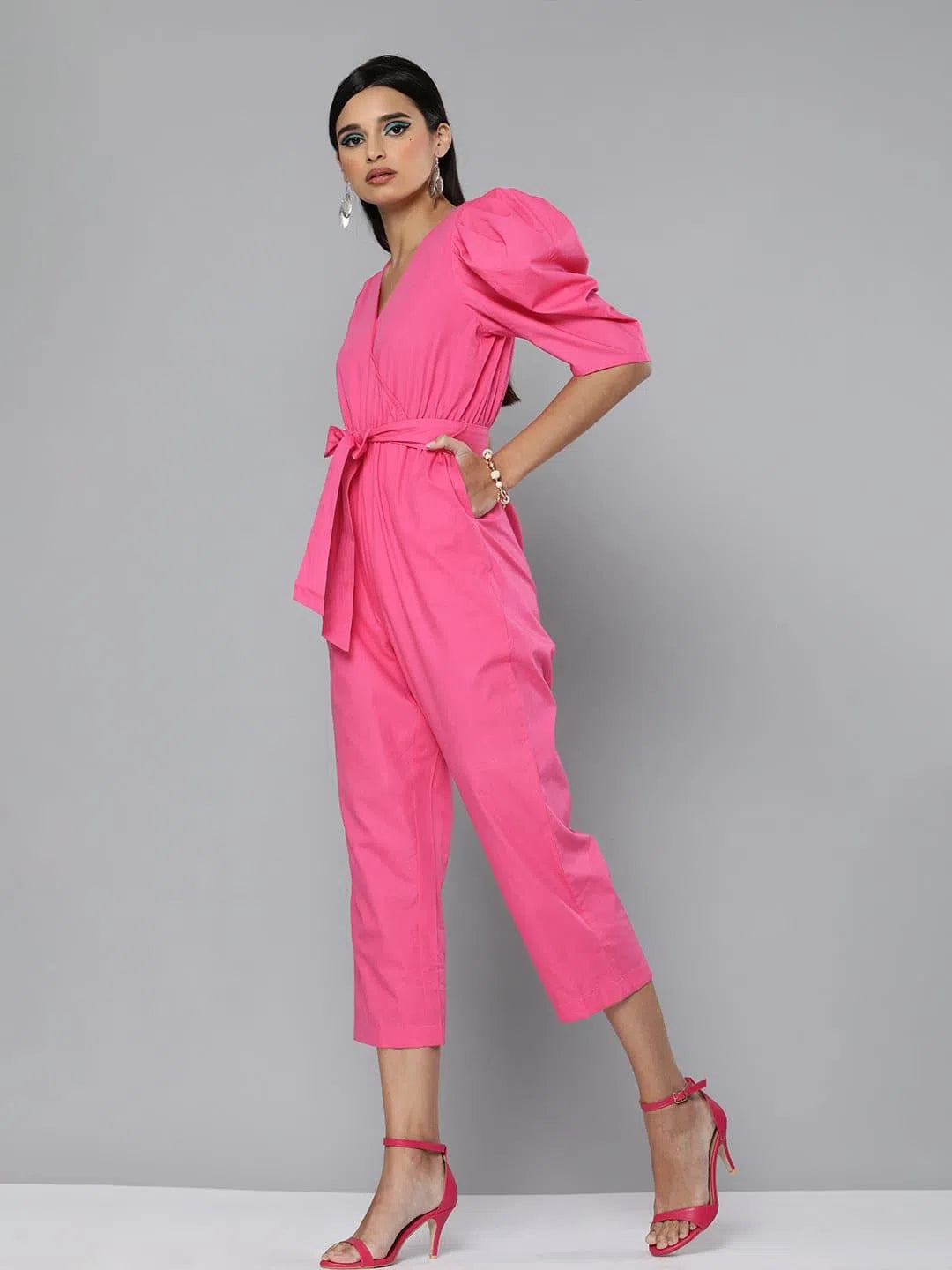 Special Occasion Wear Women Solid Fuschia Jumpsuits & Sets