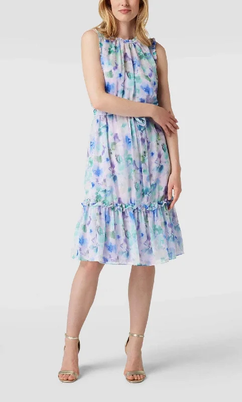 Easygoing Women's Style Adrianna Papell AP1D104710 - Ruffle Trim Floral Cocktail Dress