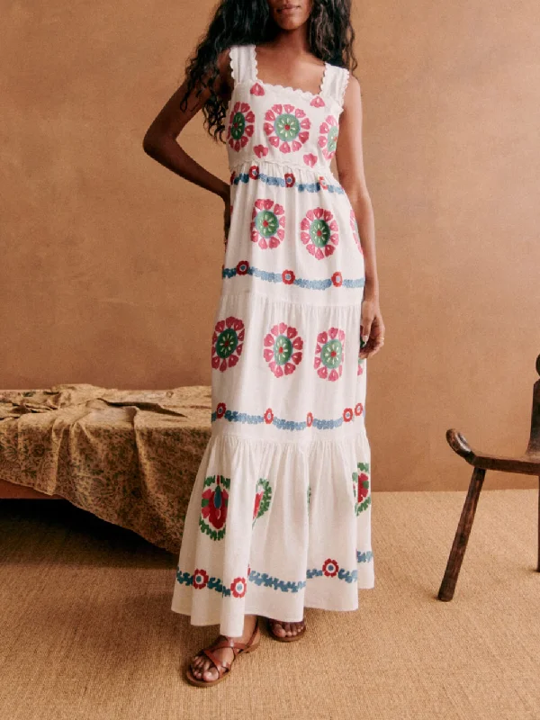 Women's Clothing For Outdoor Events Special Ethnic Stylish Print Lace Dress