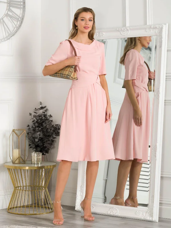 Women's Active Clothing Beckie Fold Over Detail Flared Dress, Blush