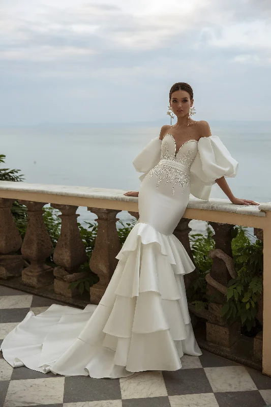 Women's Clothing For Outdoor Activities Modern Wedding Dresses Sweetheart Backless Bridal Gowns Satin Tiered Sheath Mermaid Off The Shoulder Elegant Vestidos De Novia Women's Clothing For Outdoor Activities Modern Wedding Dresses Sweetheart Backless Bridal Gowns Satin Tiered Sheath Mermaid Off The Shoulder Elegant Vestidos De Novia