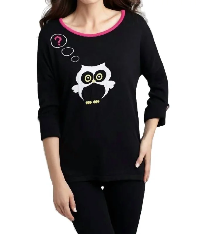 Women's Clothes For Work Events Owl Graphic Sweater In Black Multi