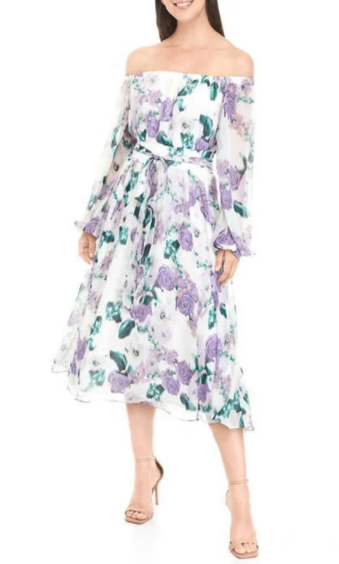 Trendy Styles Maison Tara 91578M - Off Shoulder Floral A-line Dress